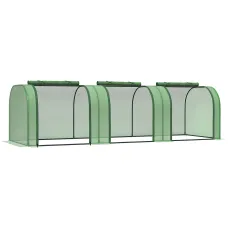 Chilli Mini Greenhouse, Small Polytunnel Green House with Zipped Doors, Steel Frame for Garden Backyard, 295 x 100 x 80cm, Green