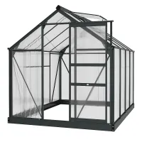 Chilli 6 x 8ft Polycarbonate Greenhouse, Large Walk-In Green House with Slide Door and Window, Garden Plants Grow House
