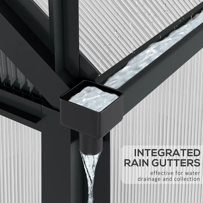 Chilli 6 x 8ft Polycarbonate Greenhouse, Large Walk-In Green House with Slide Door and Window, Garden Plants Grow House