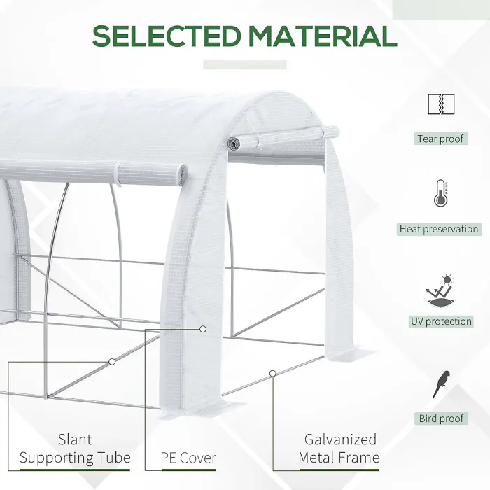 Chilli 3 x 3 x 2 m Polytunnel Greenhouse with Roll-up Side Walls, Walk-in Grow House Tent with Steel Frame, Reinforced Cover