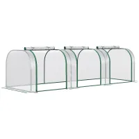 Chilli PVC Tunnel Greenhouse Green Grow House Steel Frame for Garden Backyard with Zipper Doors 295x100x80 cm, Clear