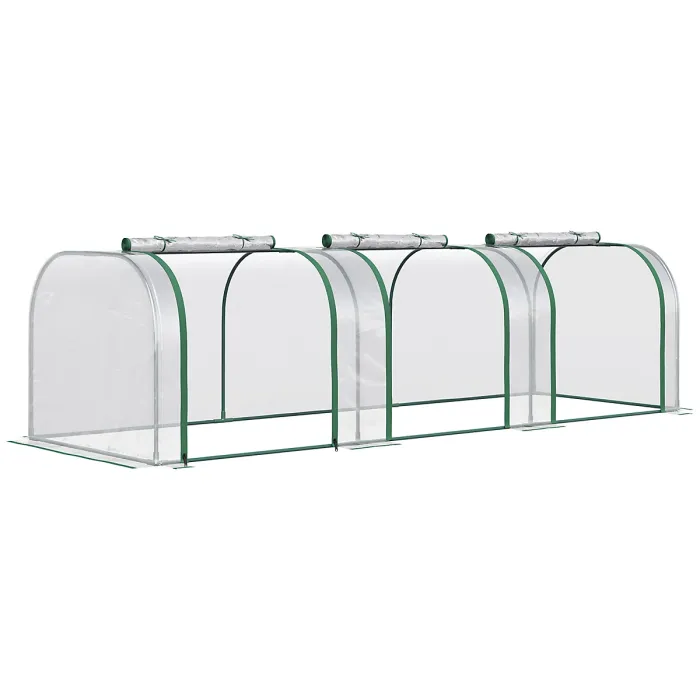 Chilli PVC Tunnel Greenhouse Green Grow House Steel Frame for Garden Backyard with Zipper Doors 295x100x80 cm, Clear