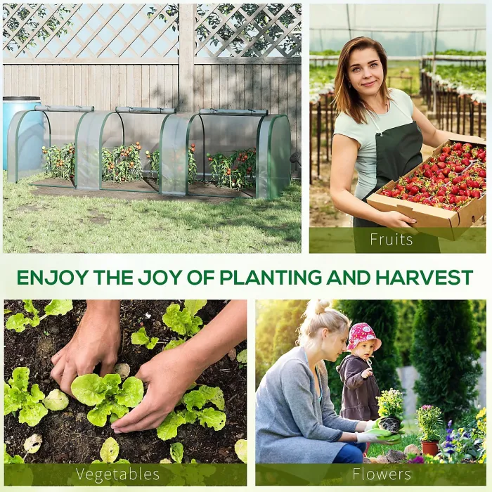 Chilli PVC Tunnel Greenhouse Green Grow House Steel Frame for Garden Backyard with Zipper Doors 295x100x80 cm, Clear