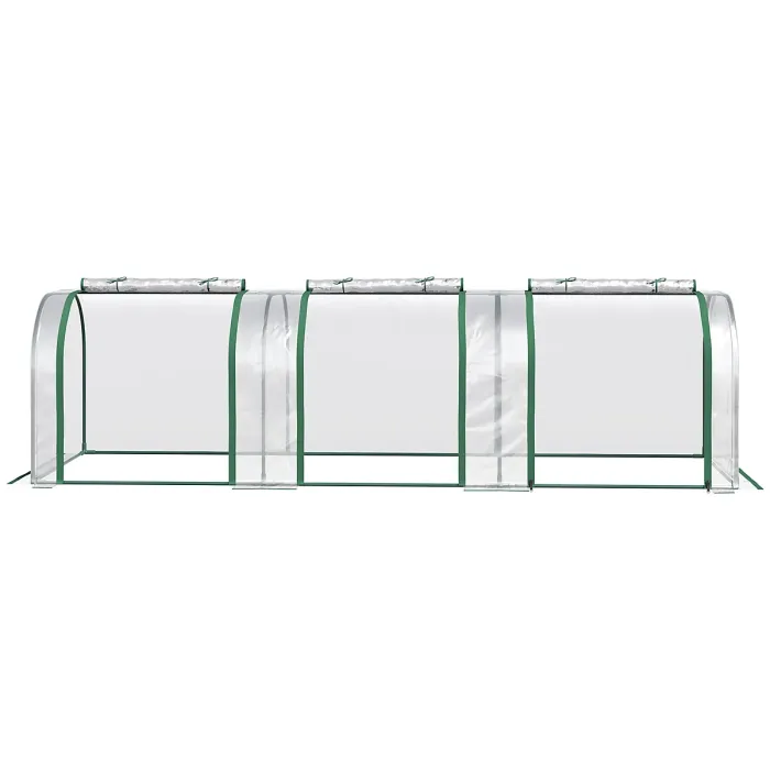 Chilli PVC Tunnel Greenhouse Green Grow House Steel Frame for Garden Backyard with Zipper Doors 295x100x80 cm, Clear