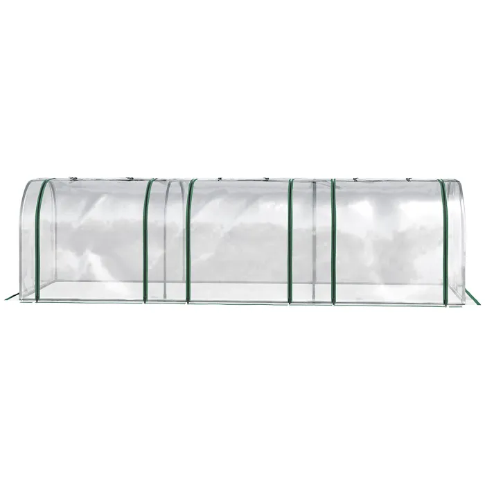 Chilli PVC Tunnel Greenhouse Green Grow House Steel Frame for Garden Backyard with Zipper Doors 295x100x80 cm, Clear