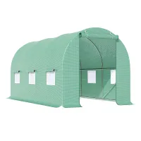 Chilli 4.5m x 2m x 2m Walk-in Tunnel Greenhouse Garden Plant Growing House with Door and Ventilation Window, Green