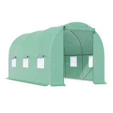 Chilli 4.5m x 2m x 2m Walk-in Tunnel Greenhouse Garden Plant Growing House with Door and Ventilation Window, Green