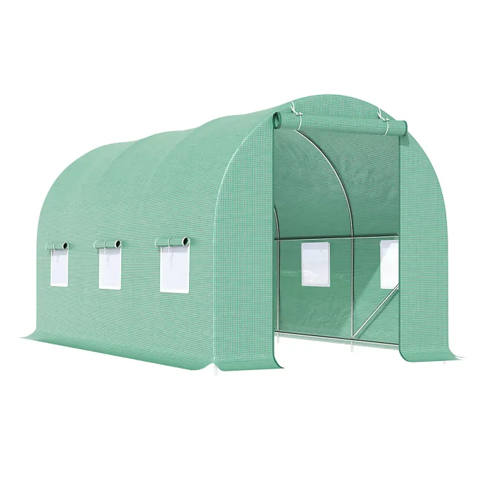 Chilli 4.5m x 2m x 2m Walk-in Tunnel Greenhouse Garden Plant Growing House with Door and Ventilation Window, Green