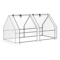Chilli Mini Small Greenhouse with Steel Frame & PE Cover & Zipped Window Poly tunnel Steeple for Plants Vegetables