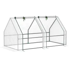 Chilli Mini Small Greenhouse with Steel Frame & PE Cover & Zipped Window Poly tunnel Steeple for Plants Vegetables