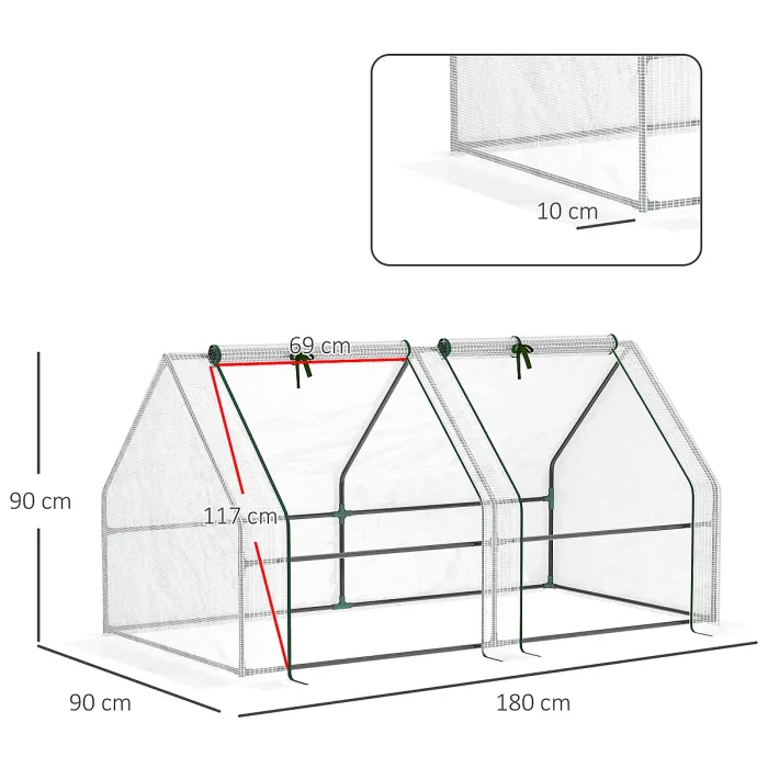 Chilli Mini Small Greenhouse with Steel Frame & PE Cover & Zipped Window Poly tunnel Steeple for Plants Vegetables