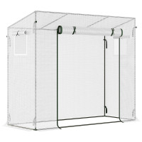 Chilli Tomato Greenhouse Walk-in Garden Greenhouse with Pent Roof, Roll-up Door, Mesh Window for Plants Flowers Herbs Grow