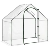 Chilli Walk In PVC Greenhouse Garden Outdoor Flower Planter Steel Frame w/ Zipped Door & Window 180 x 100 x 168CM Clear