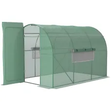 Chilli Large Polytunnel Walk In Greenhouse, Plant Gardening Tunnel Green House with Metal Hinged Door, Galvanised Steel Frame
