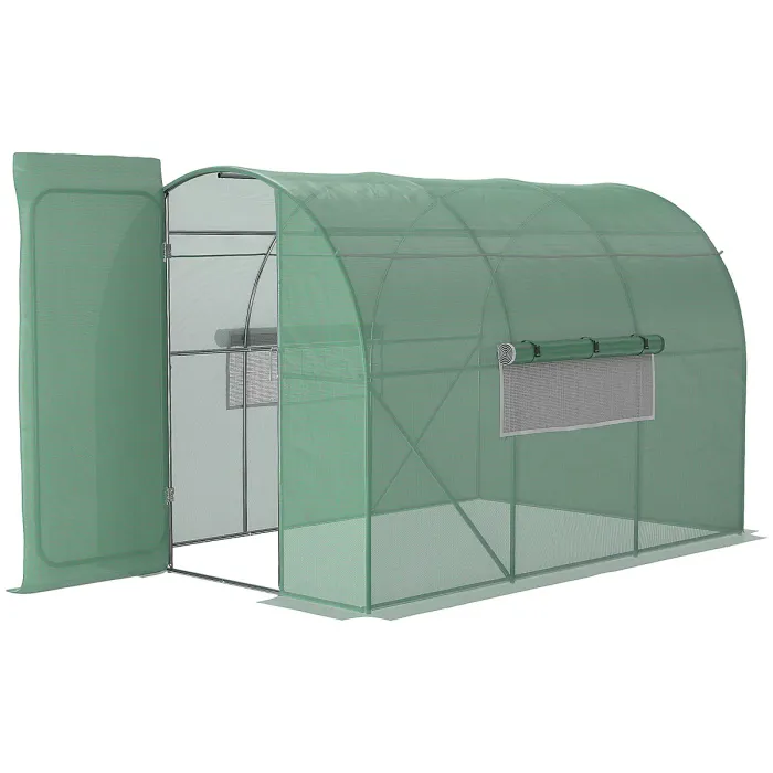 Chilli Large Polytunnel Walk In Greenhouse, Plant Gardening Tunnel Green House with Metal Hinged Door, Galvanised Steel Frame