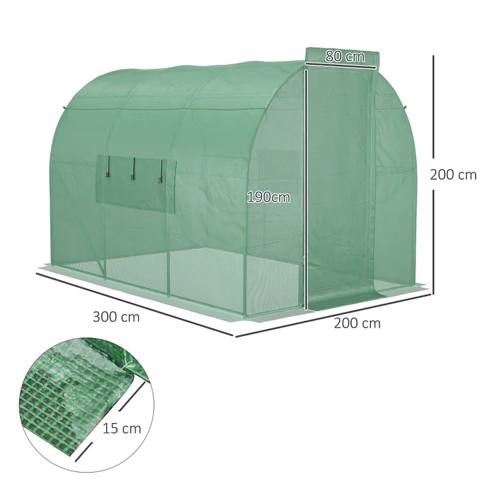 Chilli Large Polytunnel Walk In Greenhouse, Plant Gardening Tunnel Green House with Metal Hinged Door, Galvanised Steel Frame