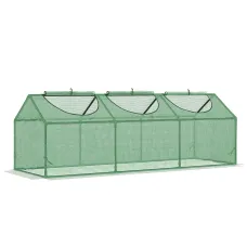 Chilli Mini Greenhouse, Small Plant Grow House for Outdoor with Durable PE Cover, Observation Windows, 180 x 60 x 60 cm, Green