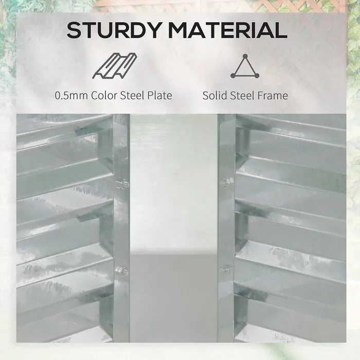 Chilli Raised Garden Bed with Greenhouse, Steel Planter Box with Plastic Cover, Roll Up Window, Dual Use for Flowers, Vegetables