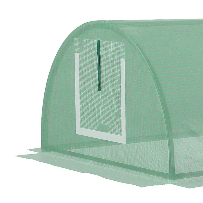 Chilli Mini Greenhouse, Portable Tunnel Green House, Green Grow House Steel Frame with 5 Mesh Windows, 3 M, Green