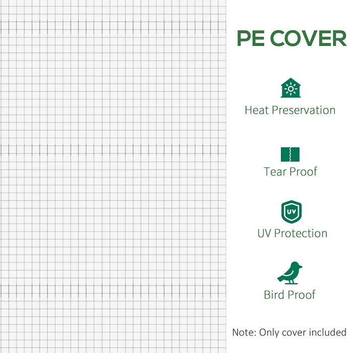 Chilli 3 x 2 x 2m Greenhouse Replacement Cover ONLY Winter Garden Plant PE Cover for Tunnel Walk-in Greenhouse with Windows