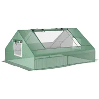 Chilli Mini Greenhouse, Portable Garden Small Greenhouse with Zipped Windows and Door, 180 x 140 x 80cm, Dark Green