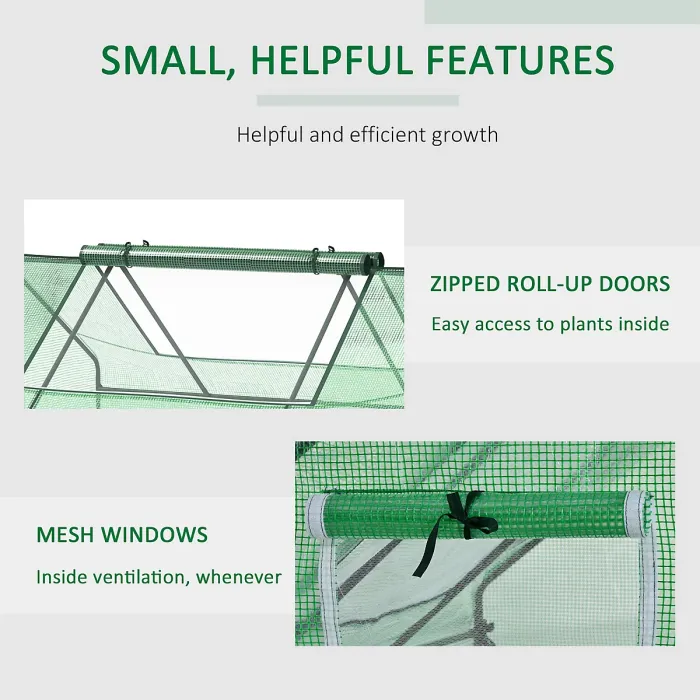 Chilli Mini Greenhouse, Portable Garden Small Greenhouse with Zipped Windows and Door, 180 x 140 x 80cm, Dark Green
