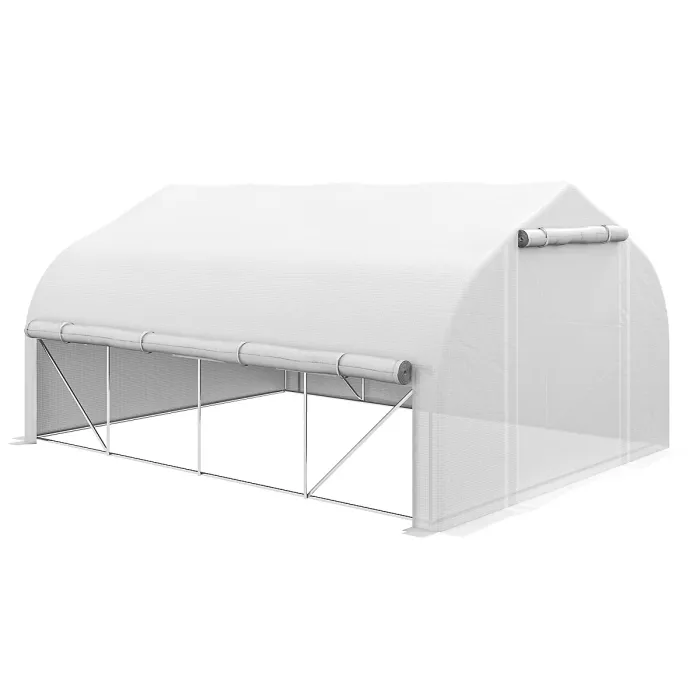 Chilli 4 x 3(m) Walk-in Polytunnel Greenhouse, Zipped Roll Up Sidewalls, Mesh Door, 8 Mesh Windows, Tunnel Warm House Tent