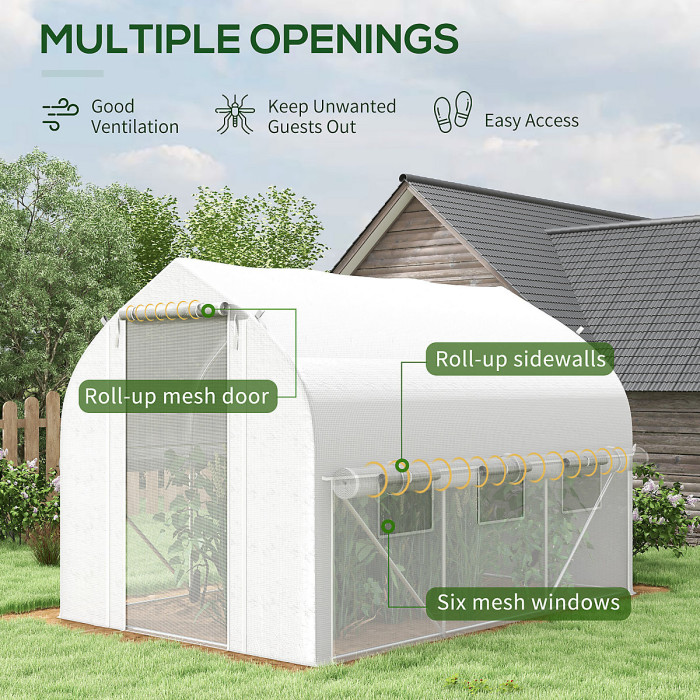 Chilli 3 x 2(m) Walk-in Polytunnel Greenhouse, Zipped Roll Up Sidewalls, Mesh Door, 6 Mesh Windows, Tunnel Warm House Tent