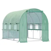 Chilli Walk-in Polytunnel Greenhouse Green House with Roll-up Sidewalls, UV-resistant PE Cover, 3 x 2 x 2m, Green