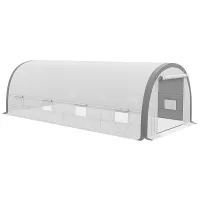 Chilli 6 x 3(m) Polytunnel Greenhouse with Upgraded Structure, Mesh Door and Windows, 15 Plant Labels, White