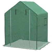 Chilli Greenhouse Cover Replacement Walk-in PE Hot House Cover with Roll-up Door and Windows, 140 x 143 x 190cm, Green