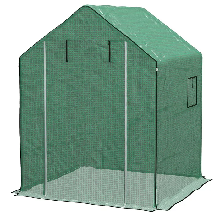 Chilli Greenhouse Cover Replacement Walk-in PE Hot House Cover with Roll-up Door and Windows, 140 x 143 x 190cm, Green