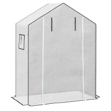 Chilli Greenhouse Cover Replacement Walk-in PE Hot House Cover with Roll-up Door and Windows, 140 x 73 x 190cm, White