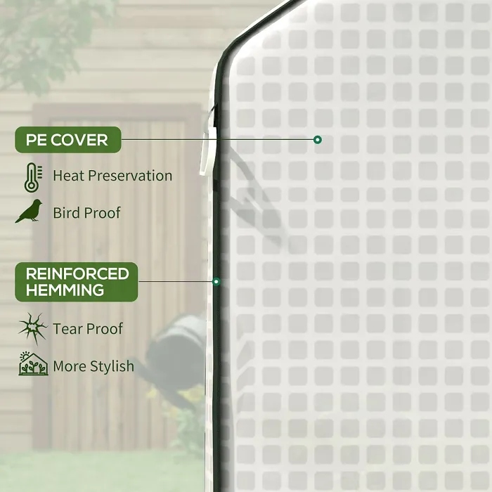 Chilli Greenhouse Cover Replacement Walk-in PE Hot House Cover with Roll-up Door and Windows, 140 x 73 x 190cm, White