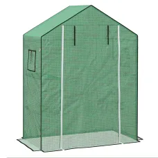 Chilli Greenhouse Cover Replacement Walk-in PE Hot House Cover with Roll-up Door and Windows, 140 x 73 x 190cm, Green