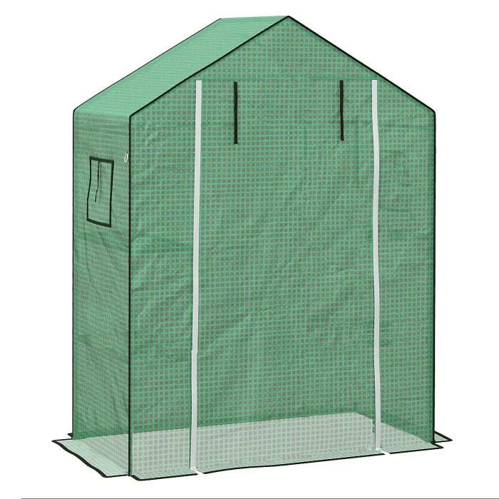 Chilli Greenhouse Cover Replacement Walk-in PE Hot House Cover with Roll-up Door and Windows, 140 x 73 x 190cm, Green