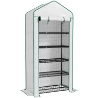 Chilli 5 Tier Widened Mini Greenhouse with Reinforced PE Cover, Portable Indoor Outdoor Green House with Roll-up Door