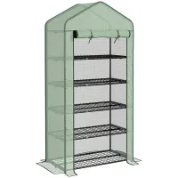 Chilli 5 Tier Widened Mini Greenhouse with Reinforced PE Cover, Portable Indoor Outdoor Green House with Roll-up Door