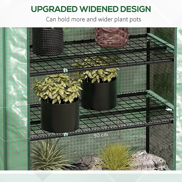 Chilli 5 Tier Widened Mini Greenhouse with Reinforced PE Cover, Portable Indoor Outdoor Green House with Roll-up Door