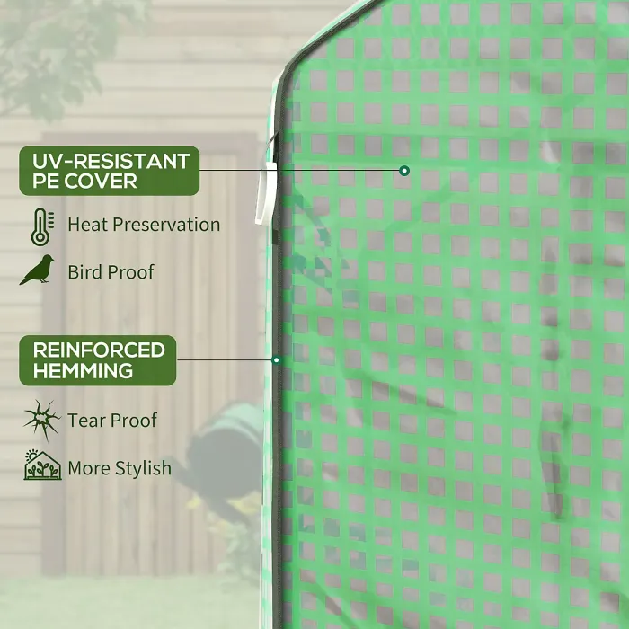 Chilli Walk-in Greenhouse with 3 Tier 12 Shelves, Small Greenhouse with Reinforced PE Cover, Garden Growhouse with Roll-up Door