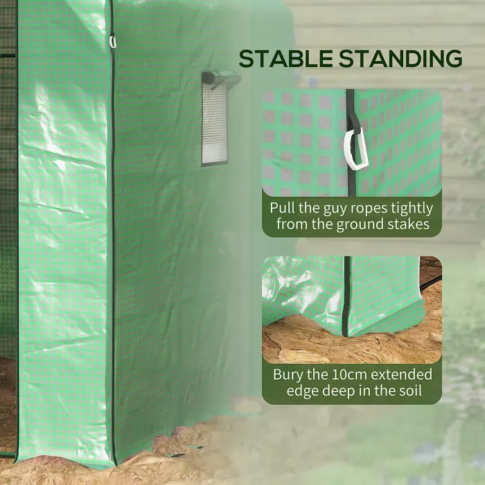 Chilli Walk-in Greenhouse with 3 Tier 12 Shelves, Small Greenhouse with Reinforced PE Cover, Garden Growhouse with Roll-up Door