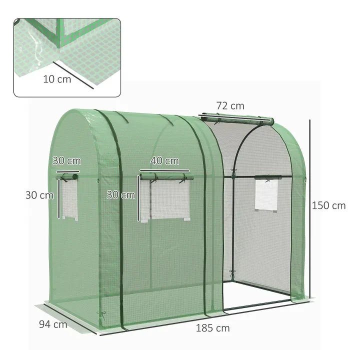 Chilli Tomato Greenhouse, Garden Growhouse with 2 Roll-up Doors and 4 Mesh Windows, Portable Indoor Outdoor Green House