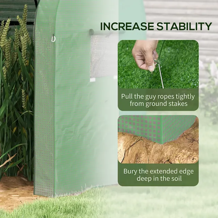 Chilli Tomato Greenhouse, Garden Growhouse with 2 Roll-up Doors and 4 Mesh Windows, Portable Indoor Outdoor Green House