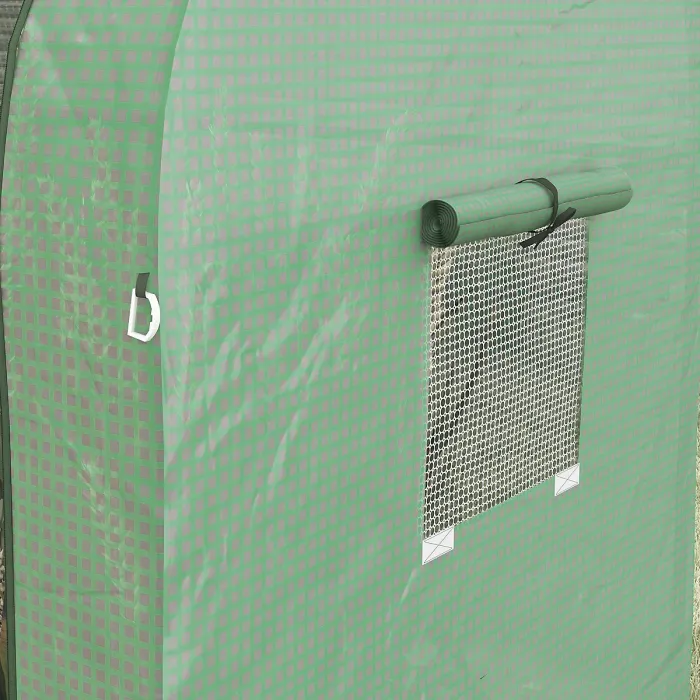 Chilli Tomato Greenhouse, Garden Growhouse with 2 Roll-up Doors and 4 Mesh Windows, Portable Indoor Outdoor Green House