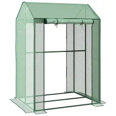 Chilli Green House, Mini Greenhouse with 2 Roll-up Doors, Vent Holes and Reinforced Cover, 100 x 80 x 150cm
