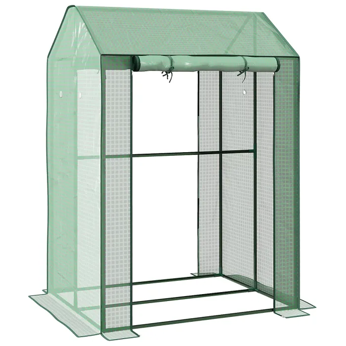 Chilli Green House, Mini Greenhouse with 2 Roll-up Doors, Vent Holes and Reinforced Cover, 100 x 80 x 150cm