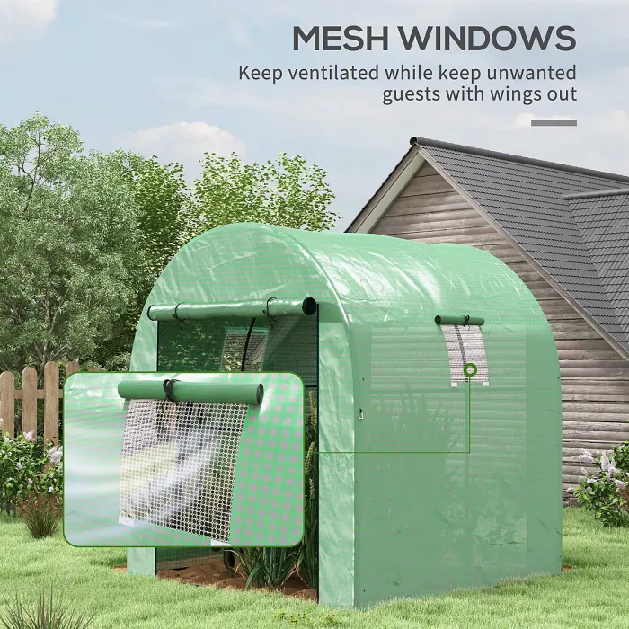 Chilli 180 x 180cm Walk-In Polytunnel Greenhouse - Green