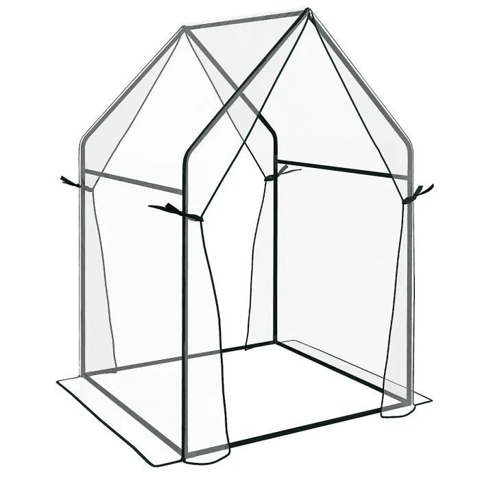 Chilli Mini Greenhouse, Garden Tomato Growhouse with 2 Zipped Doors, Portable Indoor Outdoor Green House, 90 x 90 x 145cm