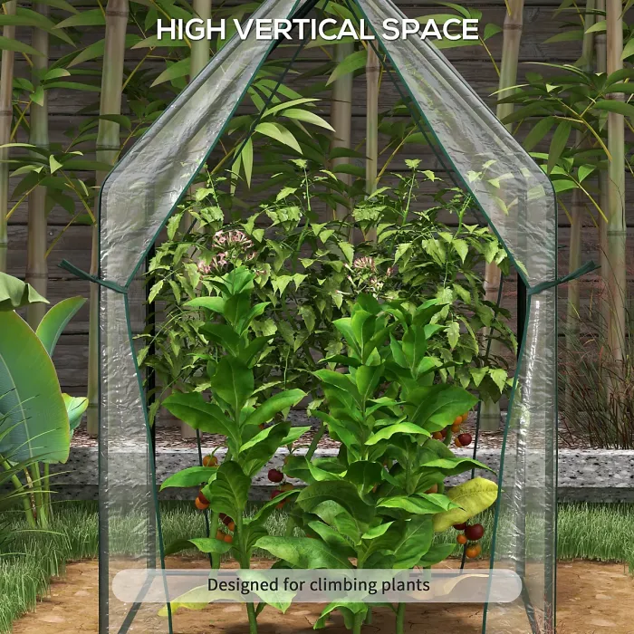 Chilli Mini Greenhouse, Garden Tomato Growhouse with 2 Zipped Doors, Portable Indoor Outdoor Green House, 90 x 90 x 145cm