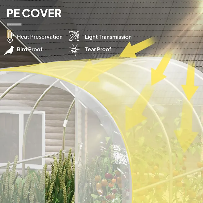 Chilli Polytunnel Greenhouse Walk-in Grow House with PE Cover, Door and Galvanised Steel Frame, 3 x 2 x 2m, Clear